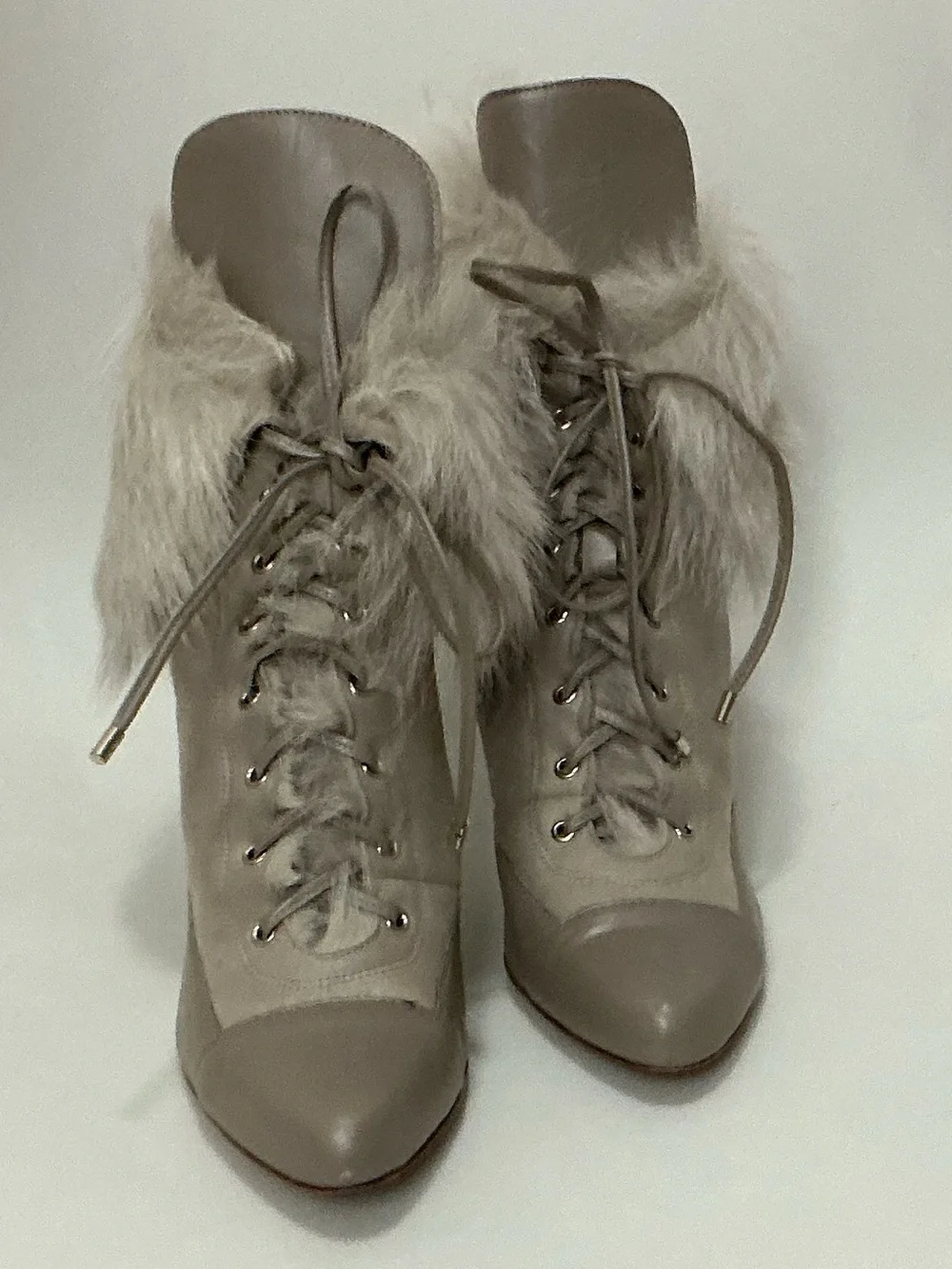 Ann Taylor Daniela Fur Lace-Up Booti size 7